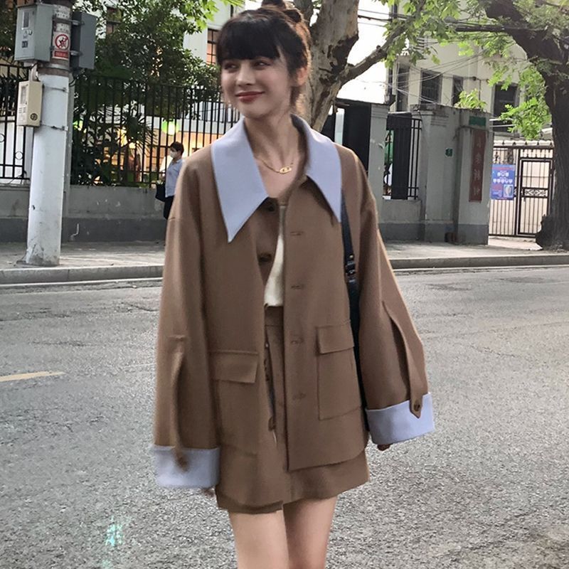 2023早春新款裙子學院風小眾設計高級感休閒穿搭西裝外套兩件套裝