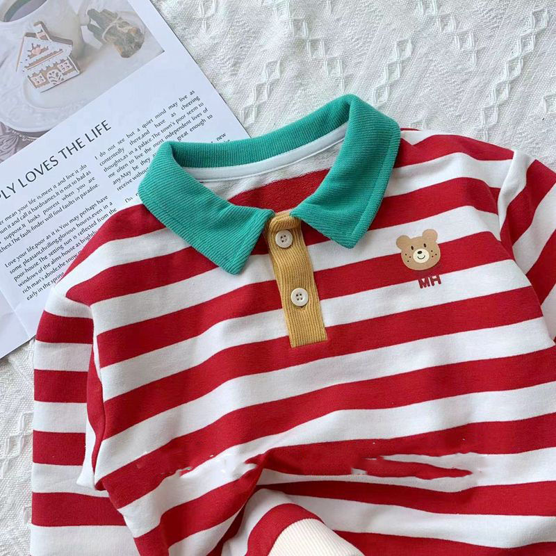Children's small lapel sweater Western-style Japanese children's clothing Boys' cartoon cotton soft Polo shirt top