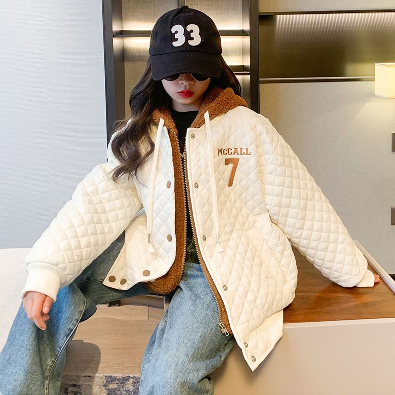 女童棉衣2022新款秋冬洋氣中大童加絨加厚短款棉服外套冬季女孩潮
