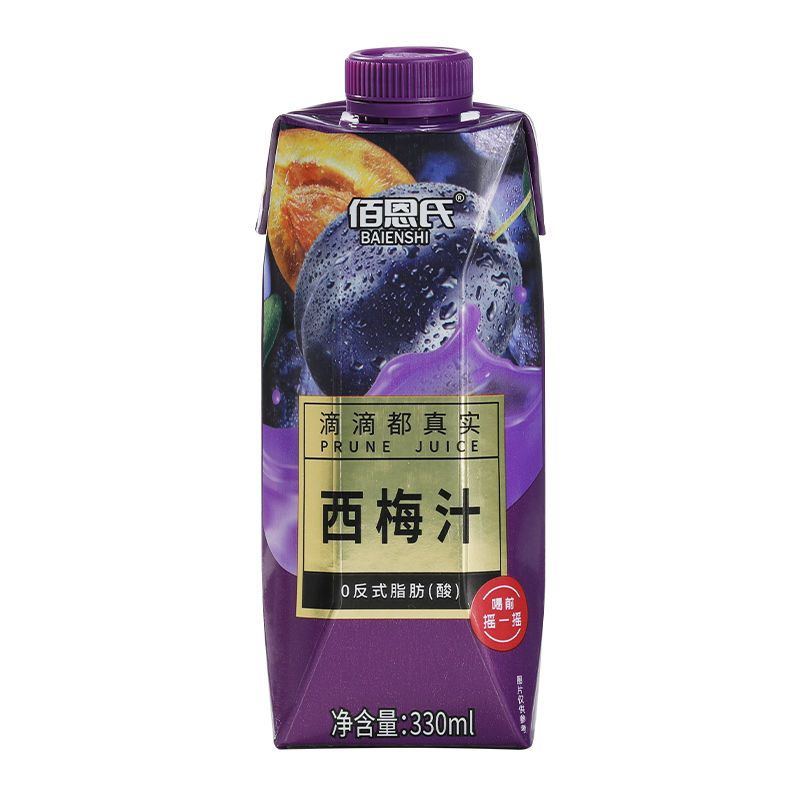 【佰恩氏】 西梅汁100%水果汁饮料整箱 330ml瓶装纯西梅汁330ml