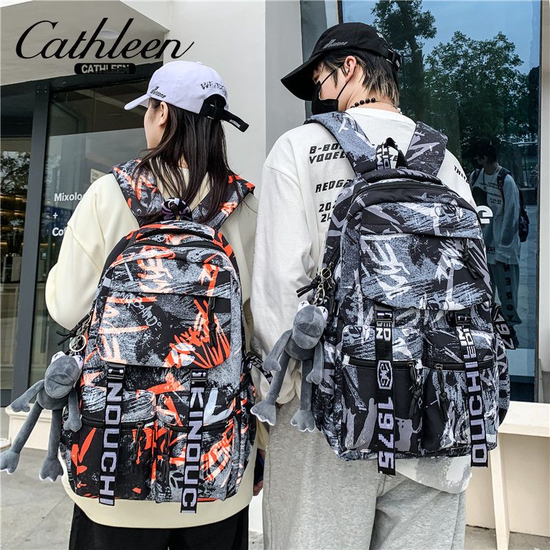 Schoolbag male college student large capacity high school junior high school student trendy fashion all-match graffiti backpack backpack female