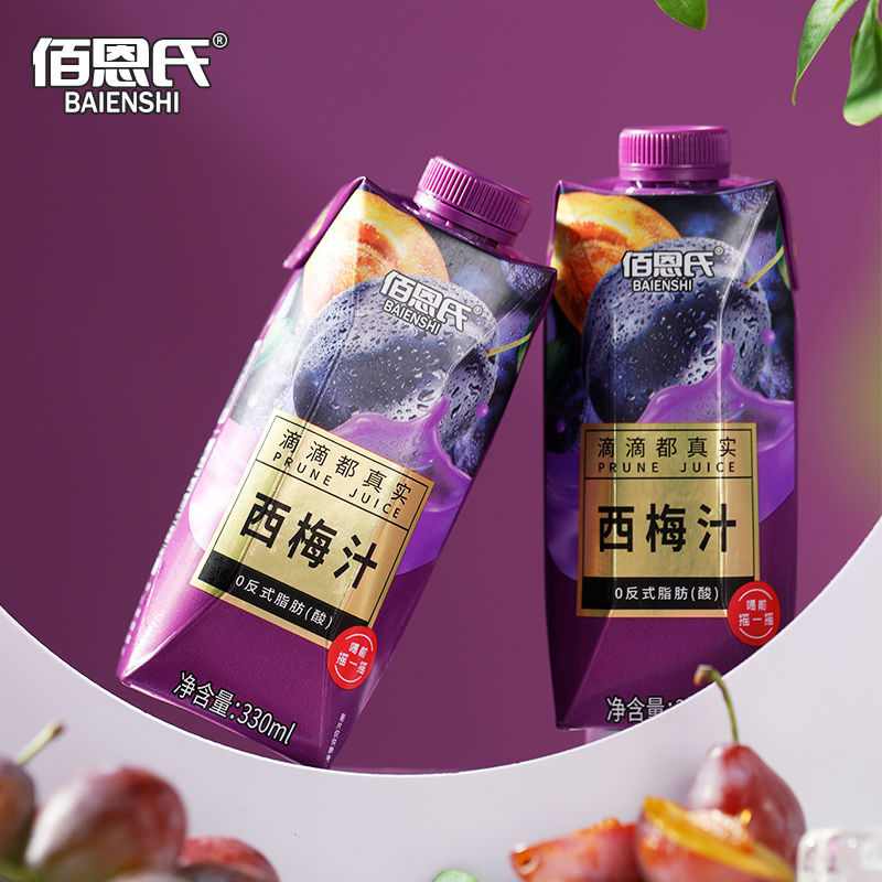 【佰恩氏】 西梅汁100%水果汁饮料整箱 330ml瓶装纯西梅汁330ml