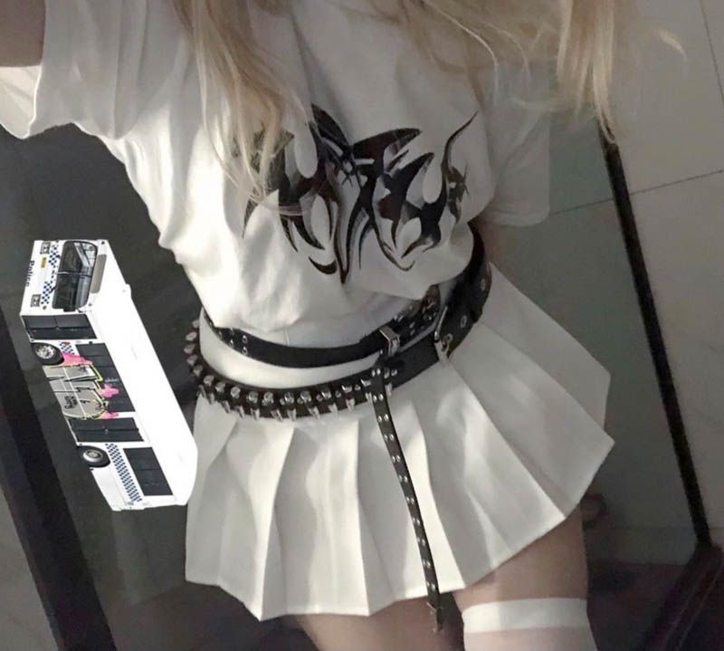 Instagram niche punk y2k rivet bullet head Zuo Yuanjie, same style metal jeans belt, versatile_voghion.com