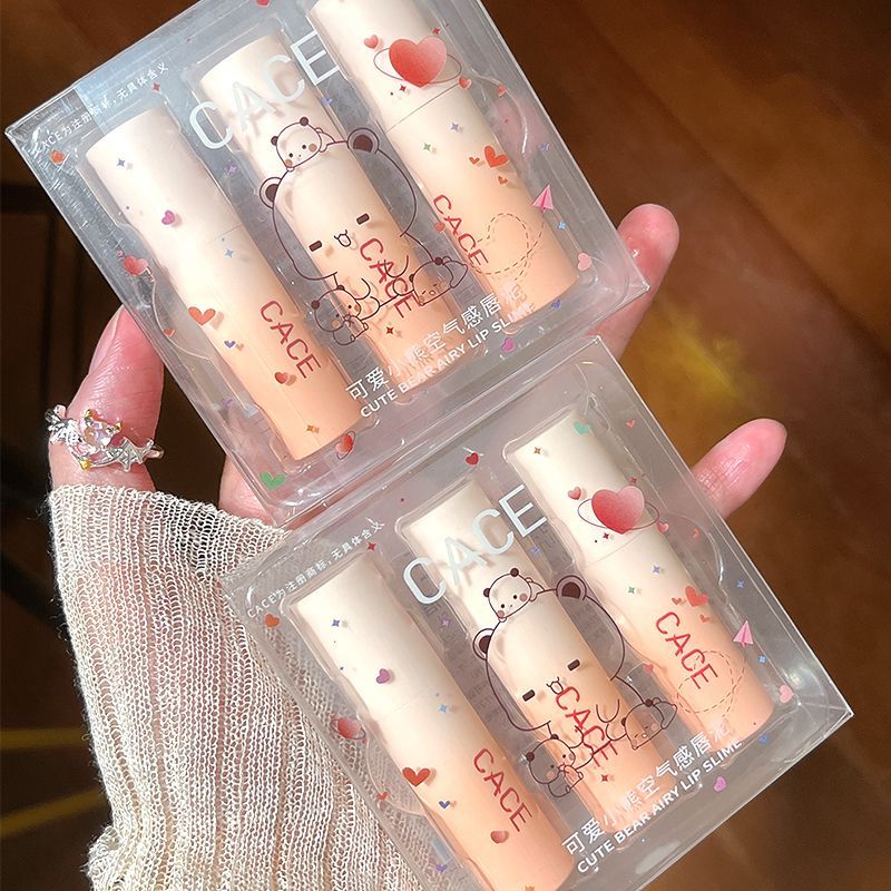 【三支裝】趴趴熊霧面唇泥套裝 一整套顯白純欲唇釉不掉色不沾杯