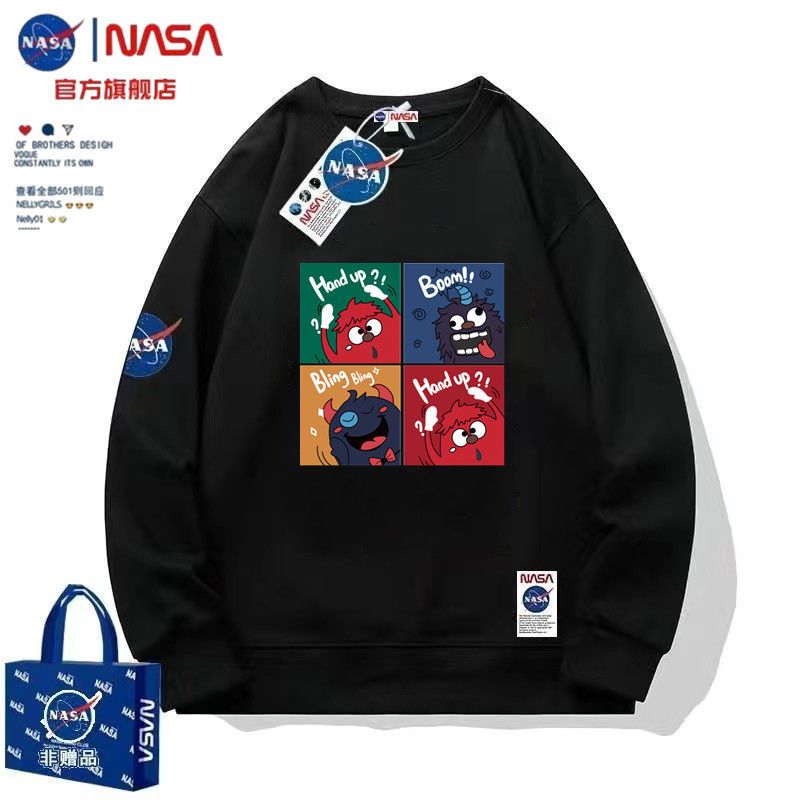 NASA官方聯名男女純棉衛衣秋季新款寬鬆潮牌情侶裝圓領上衣服外套