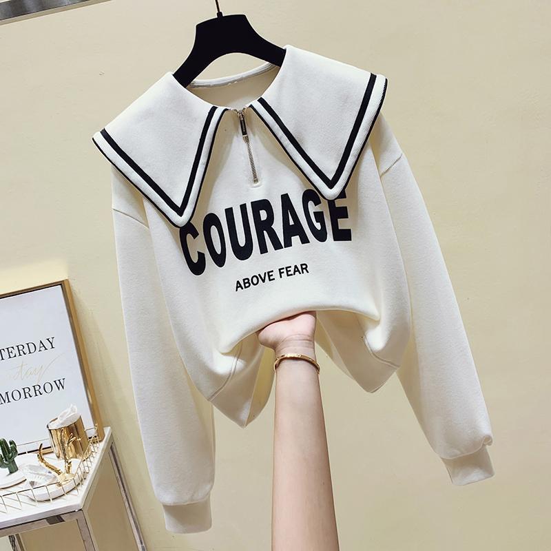 Girls' lapel sweater 2022 new autumn and winter explosion style foreign style lapel college wind big boy doll collar top