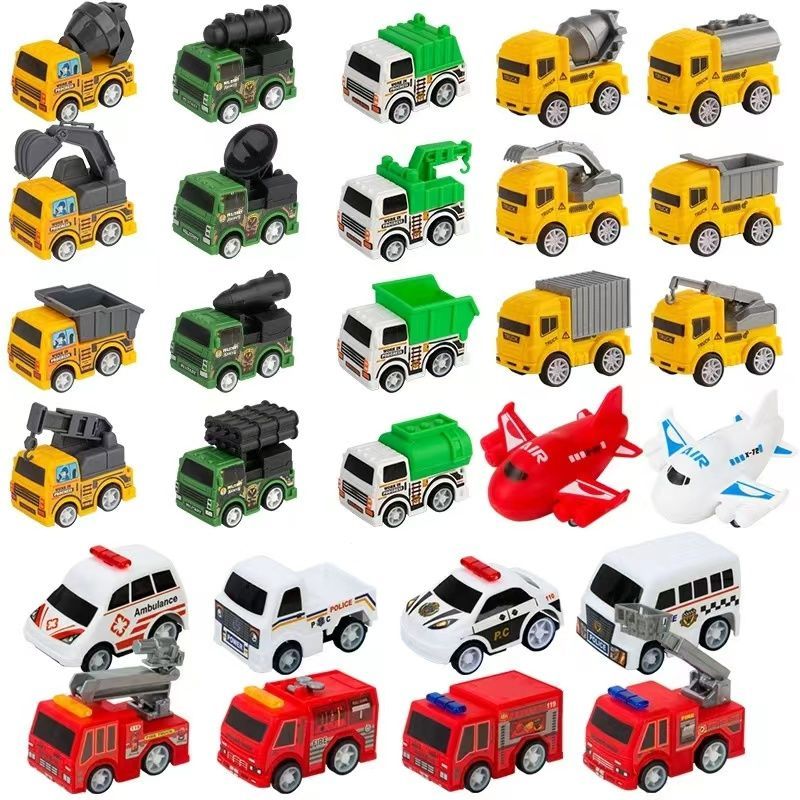 儿童玩具车回力惯性小汽车男女孩飞机工程消防模型套装迷你交通玩