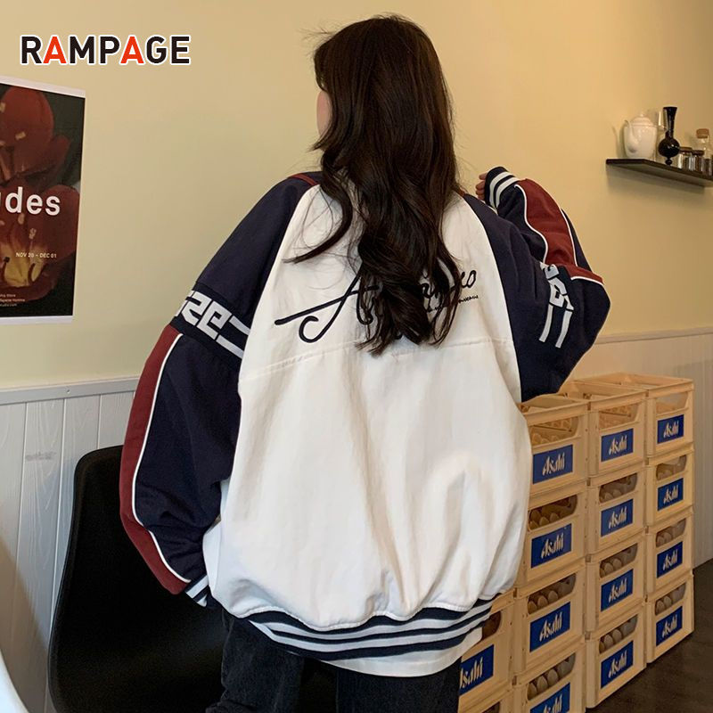 RAMPAGE pilot locomotive suit spring and autumn jacket girl baseball uniform  new ins high school student jacket