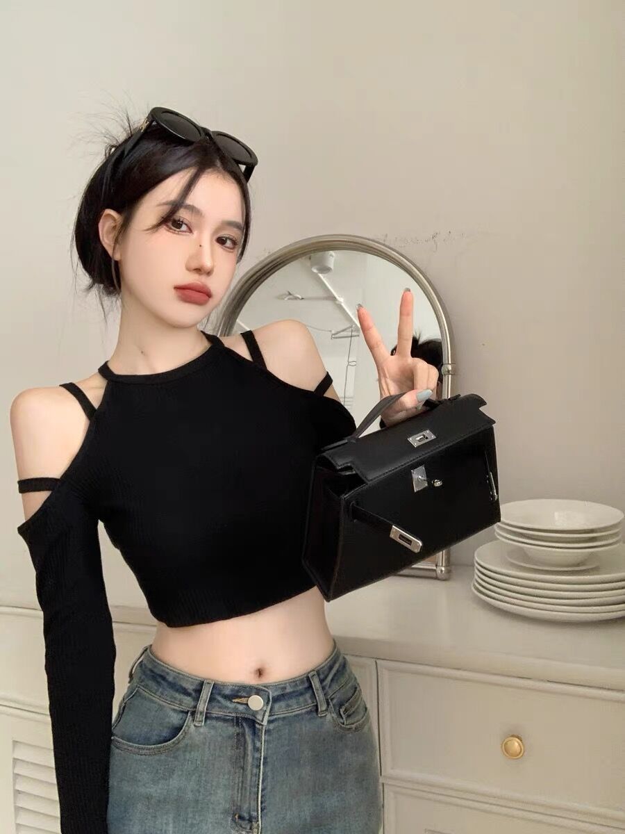 Hyuna style hanging neck strapless top ladies temperament all-match clothes spring and autumn clothes tight-fitting waistless inner bottoming shirt winter