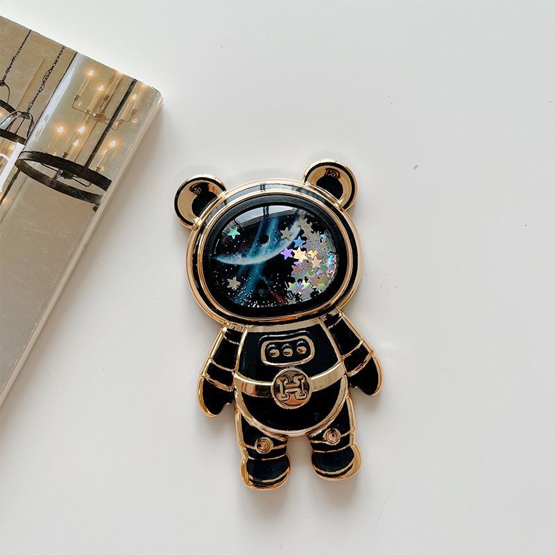 流沙宇航员太空熊电镀支架 桌面卡通懒人手机壳支架