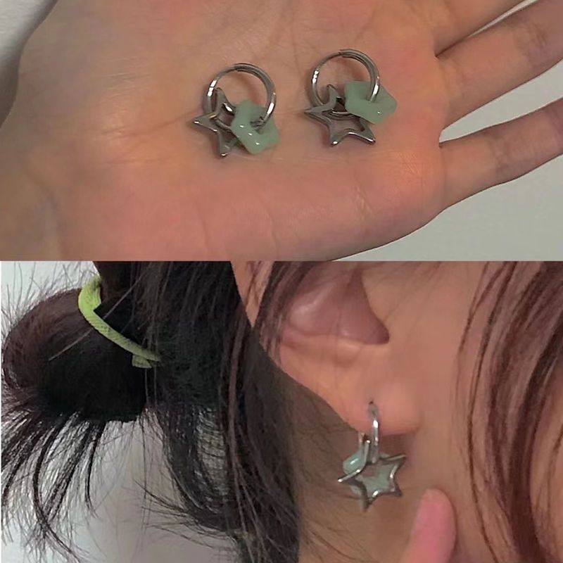葉一原创设计新中式五角星星耳钉耳圈女小众设计感耳环可拆卸耳饰