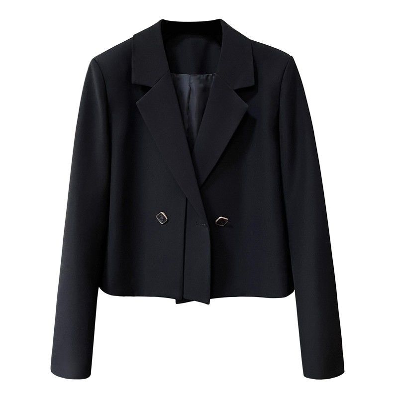 Short black British style suit jacket women's  spring and autumn new slimming tops with a drape feeling niche small suits