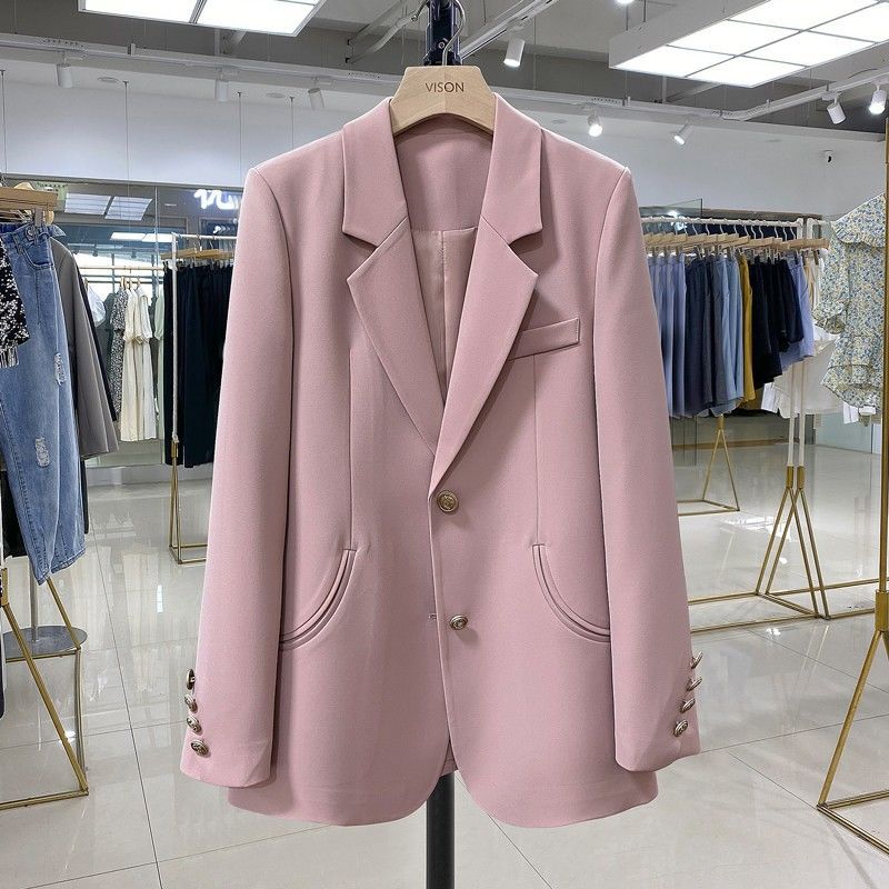 Naked pink commuter gentle suit jacket female  spring and autumn new temperament goddess fan simple all-match top