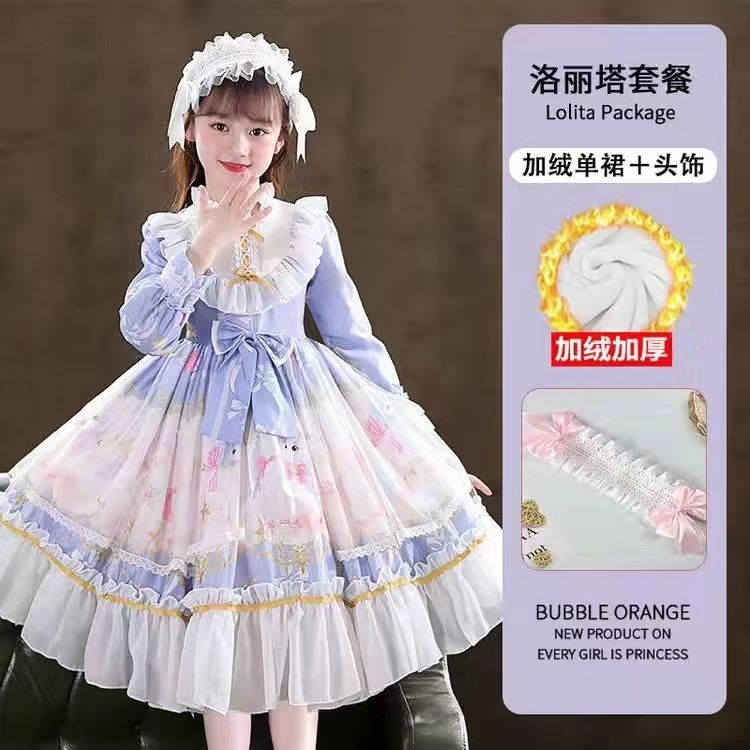 Girls Lolita Princess Dress 2022 New Autumn and Winter Velvet Thickened Genuine Original Lolita Dress