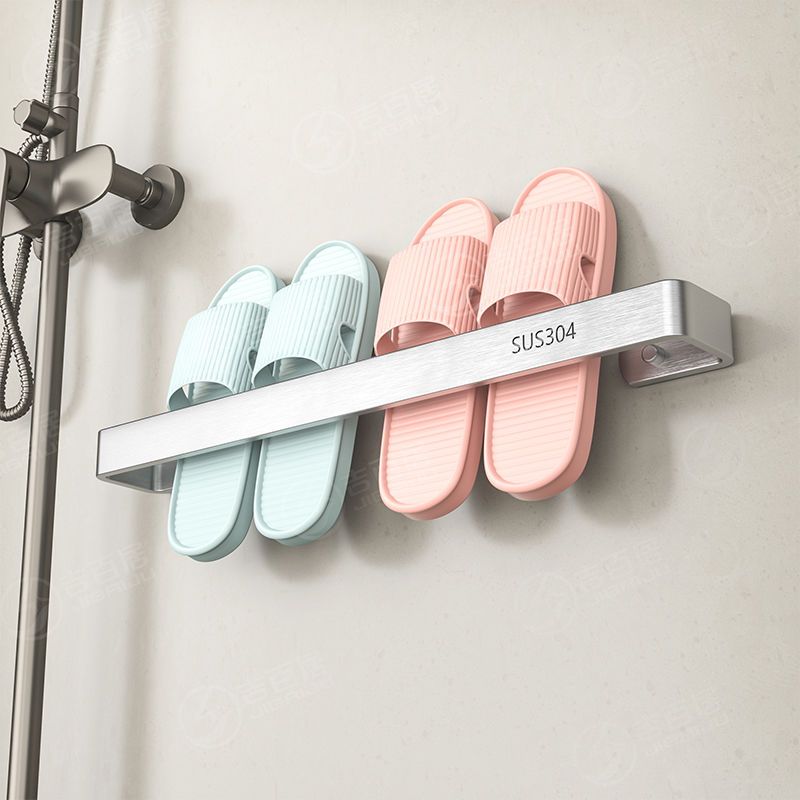 不锈钢免打孔简易拖鞋架子家用卫生间厕所浴室毛巾置物架收纳神器