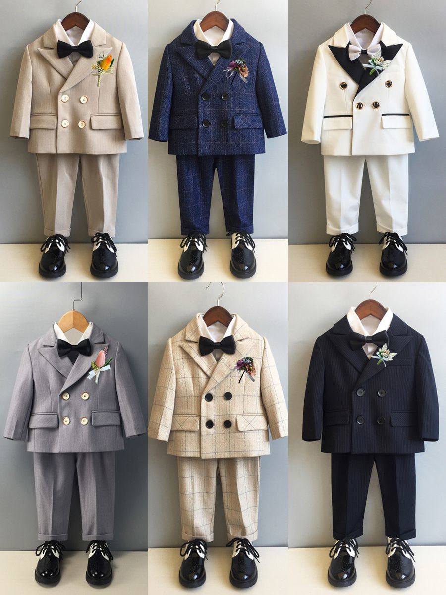 Boys' suit suit three-piece suit male baby one-year-old dress foreign style British little flower girl wedding children's small suit