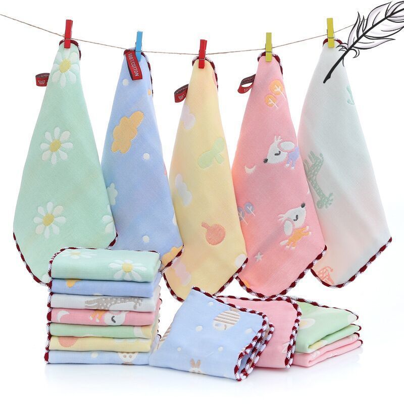 10 pack baby children towel kindergarten pure cotton small square towel pure cotton square baby towel printing