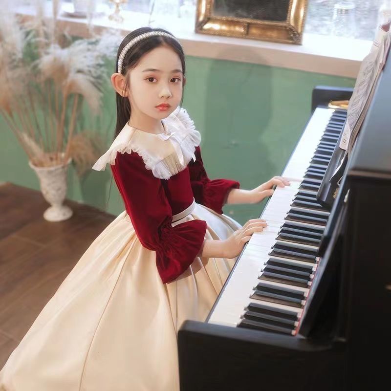 女童公主裙兒童高端禮服花童婚禮小女孩生日禮服主持人鋼琴演出服