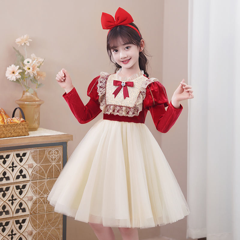 正版女童愛莎公主裙春裝兒童生日禮服女孩春秋加絨艾莎連衣裙洋氣