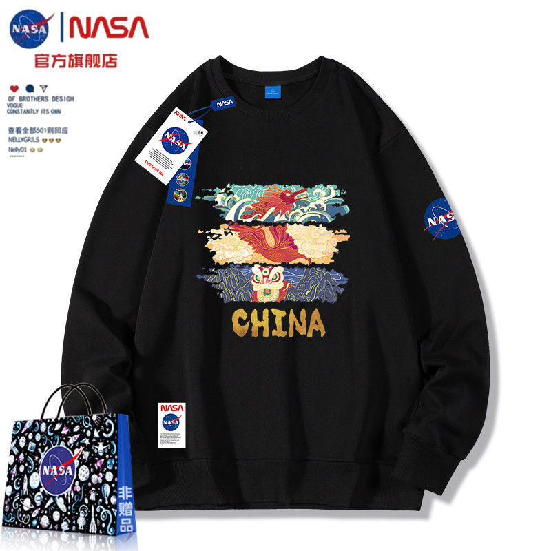 NASA官方旗艦店純棉衛衣男女新款休閒圓領長袖上衣外套青年學生秋
