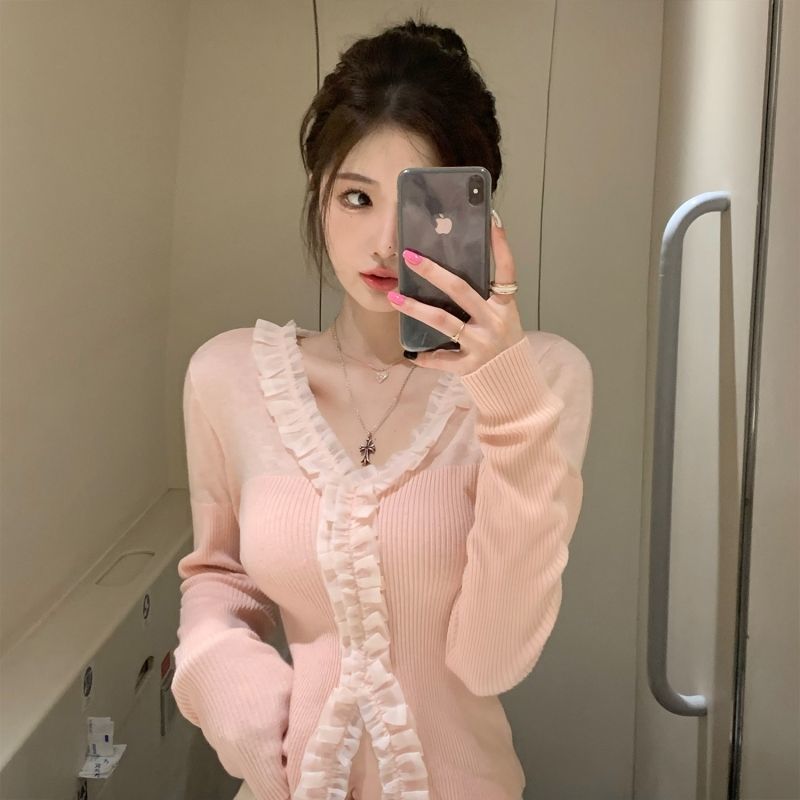 Jenny's diary lace top bottoming shirt women's autumn long-sleeved pure desire sweet hot girl slim slim long-sleeved T-shirt