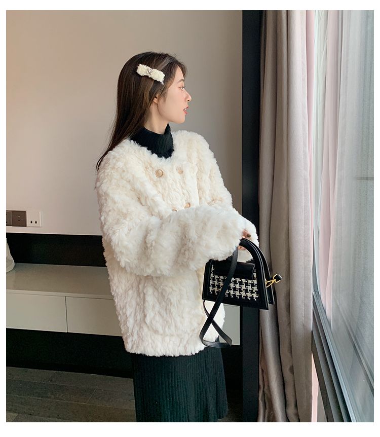 Xiaoxiangfeng Lamb Hair sieviešu īsie 2023. gada ziemas jauni mazi un vaļīgi biezas vilnas kokvilnas mētelis_voghion.com