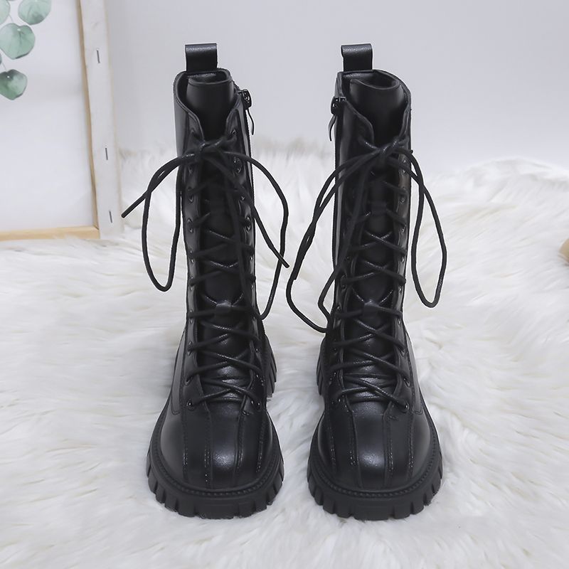 Girls' boots 2022 autumn and winter new Martin boots high boots Korean style fashion western style knight plus velvet to keep warm