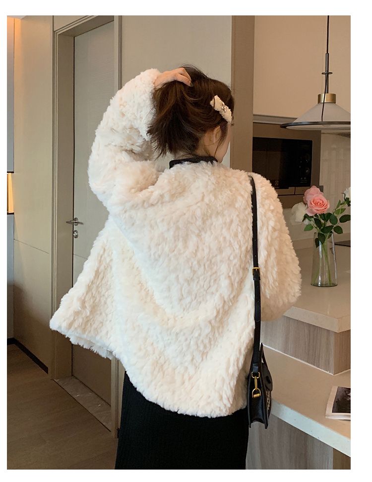 Xiaoxiangfeng Lamb Hair sieviešu īsie 2023. gada ziemas jauni mazi un vaļīgi biezas vilnas kokvilnas mētelis_voghion.com