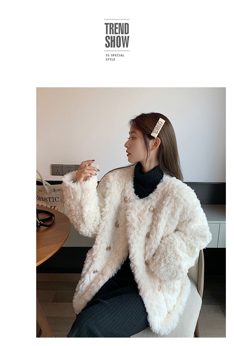 Xiaoxiangfeng Lamb Hair sieviešu īsie 2023. gada ziemas jauni mazi un vaļīgi biezas vilnas kokvilnas mētelis_voghion.com