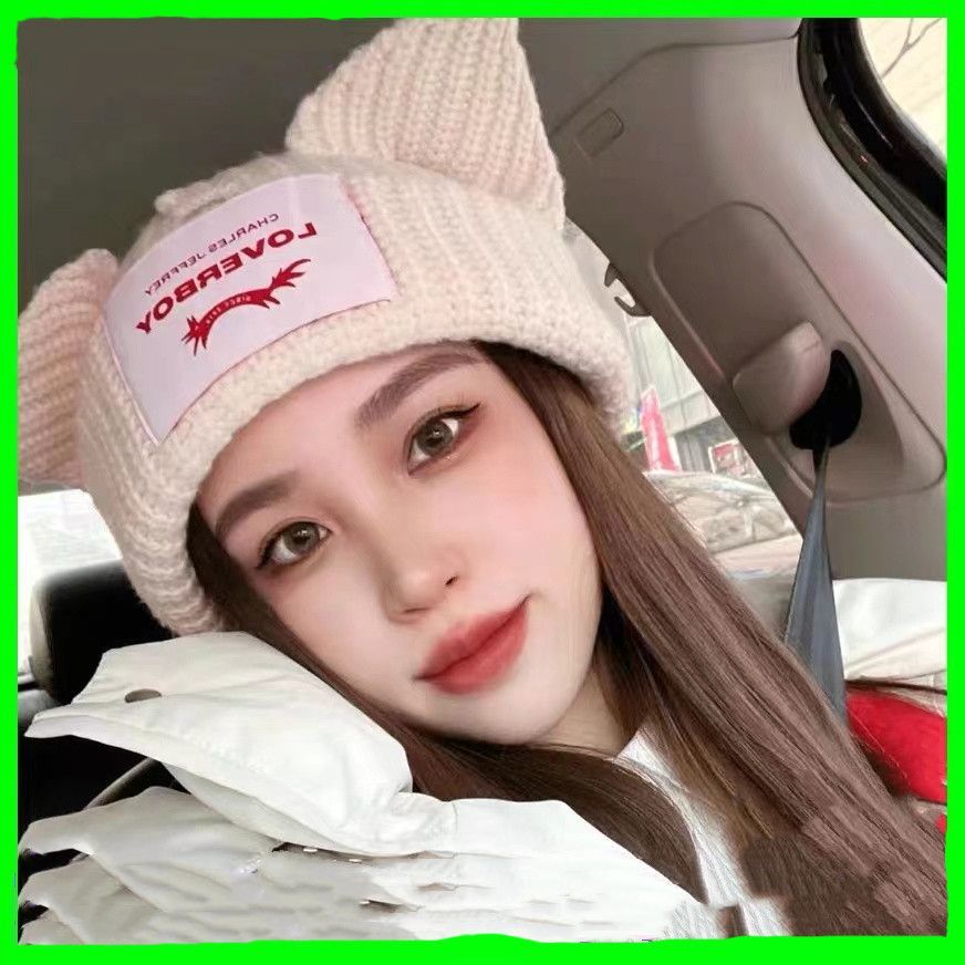 Piggy Cat Ears Hat Cute Trendy Brand Korean Version Japanese Loverboy Men's and Women's Autumn and Winter Wool Hats Knitted Hats