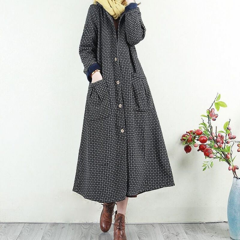 Picking up the leak counter withdrew the tail single big-name foreign trade women's clothing retro long cotton-padded jacket with fleece and thickened over-the-knee jacket