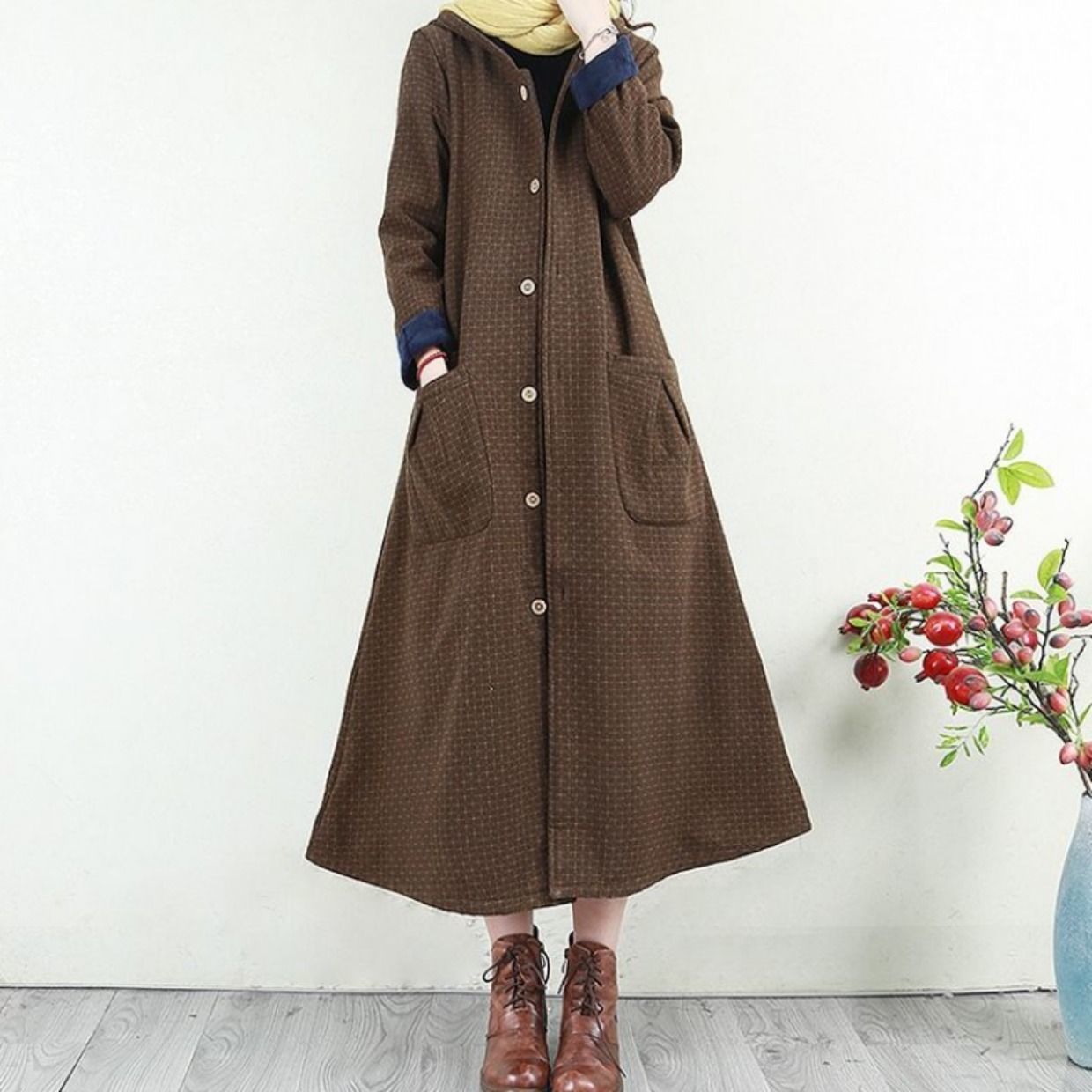 Picking up the leak counter withdrew the tail single big-name foreign trade women's clothing retro long cotton-padded jacket with fleece and thickened over-the-knee jacket