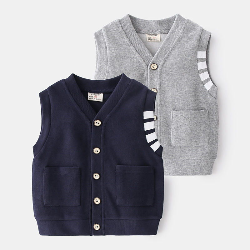 Children's vest male spring and autumn thin section 2023 baby vest solid color casual boy's vest vest outer wear all-match