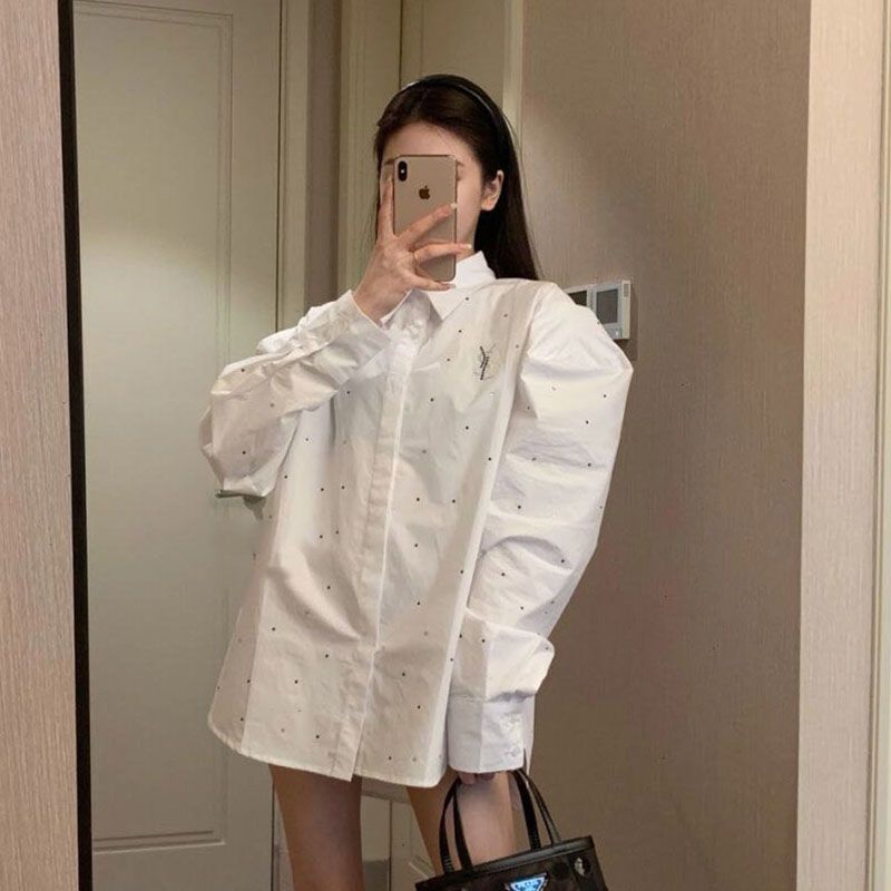 Internet celebrity same style  spring Korean style college style lapel shirt + sleeveless vest dress two-piece suit for women