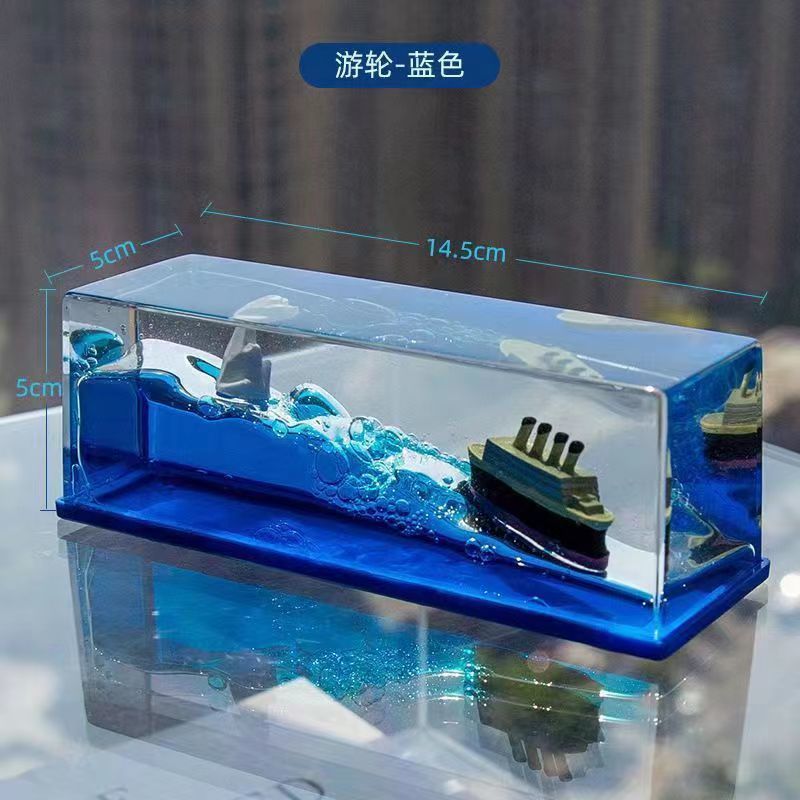 Cruise ship fluid drift bottle Titanic desktop decoration ornaments graduation gift birthday gift for boys and girls