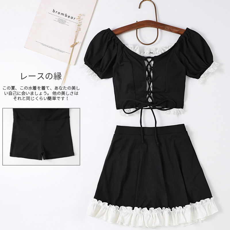 日系少女分體泳衣女保守2023新款裙式平角顯瘦學生溫泉夏泳裝超仙