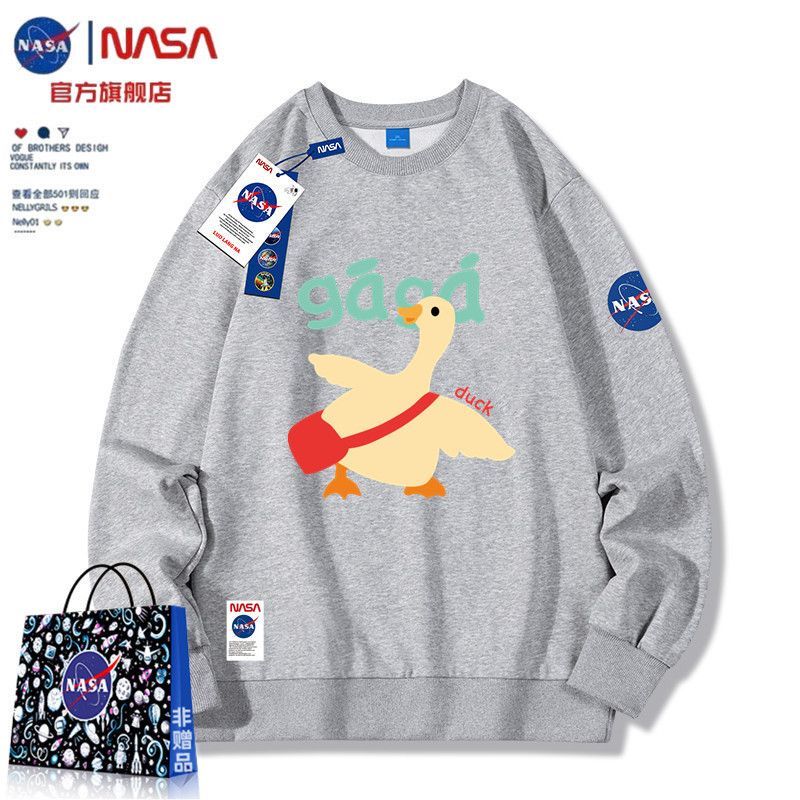 NASA官方旗舰店鸭子联名纯棉卫衣男女新品小众圆领长袖外套情侣装