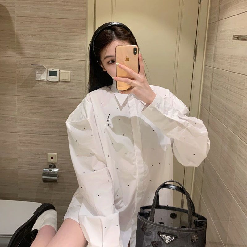 Internet celebrity same style  spring Korean style college style lapel shirt + sleeveless vest dress two-piece suit for women