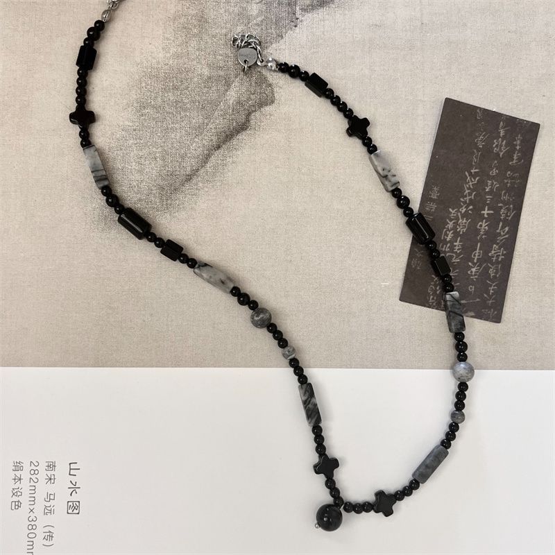 Beaded Necklace Women's  New New Chinese Ink Style Niche Design High-end Textured Necklace Accessories
