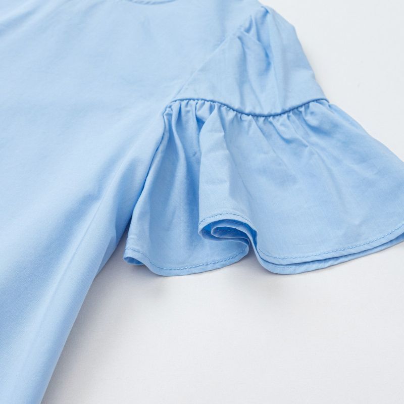 Balabala girls' short-sleeved shirt summer new Korean style princess style pullover short-sleeved cute forest top