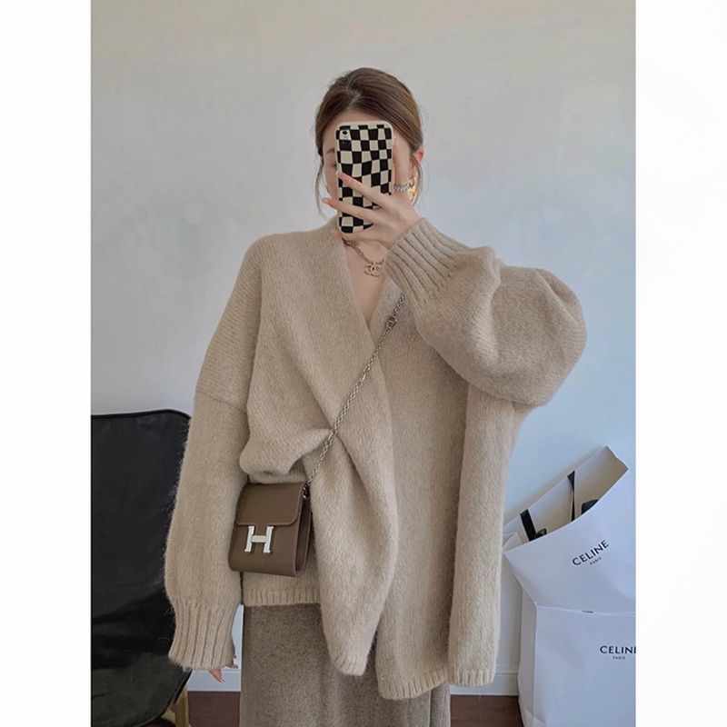 Early autumn new large size women's clothing fat mm temperament slim high-end sweater jacket suspender dress two-piece suit