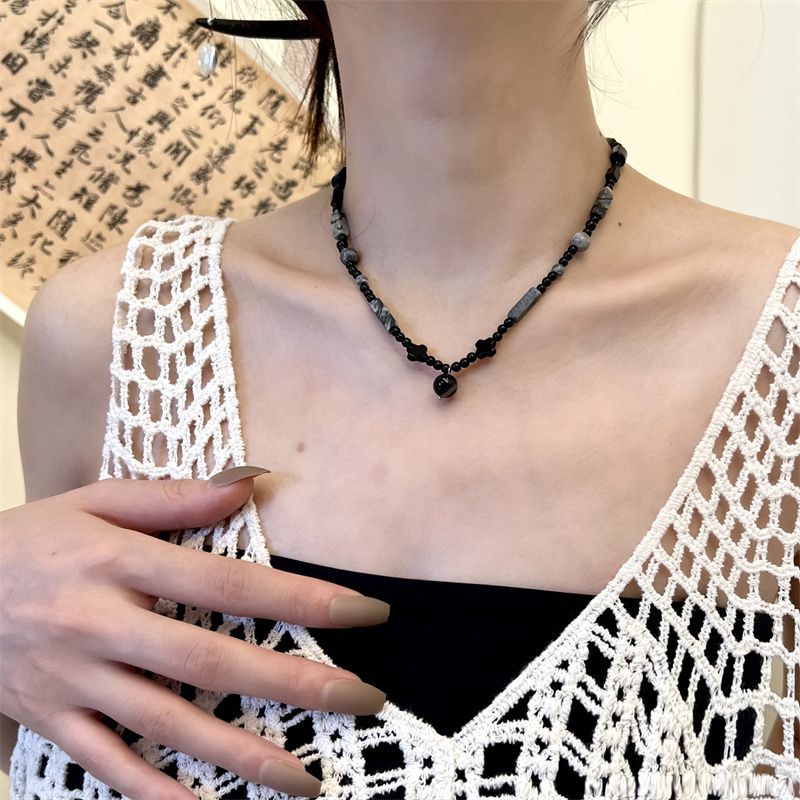 串珠项链女2022年新款新中式水墨风小众设计高级感质感颈链配饰