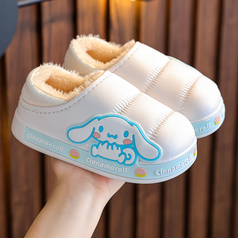 Sanrio winter children's cotton slippers boys and girls princess parent-child waterproof warm plush baby cotton shoes