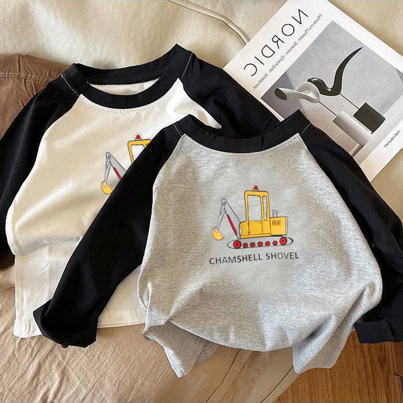 Cartoon boy long-sleeved T-shirt pure cotton bottoming shirt spring and autumn thin baby clothes 2022 new foreign style tops