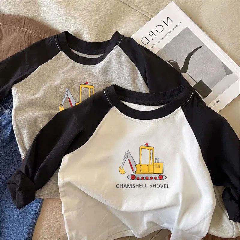 Cartoon boy long-sleeved T-shirt pure cotton bottoming shirt spring and autumn thin baby clothes 2022 new foreign style tops