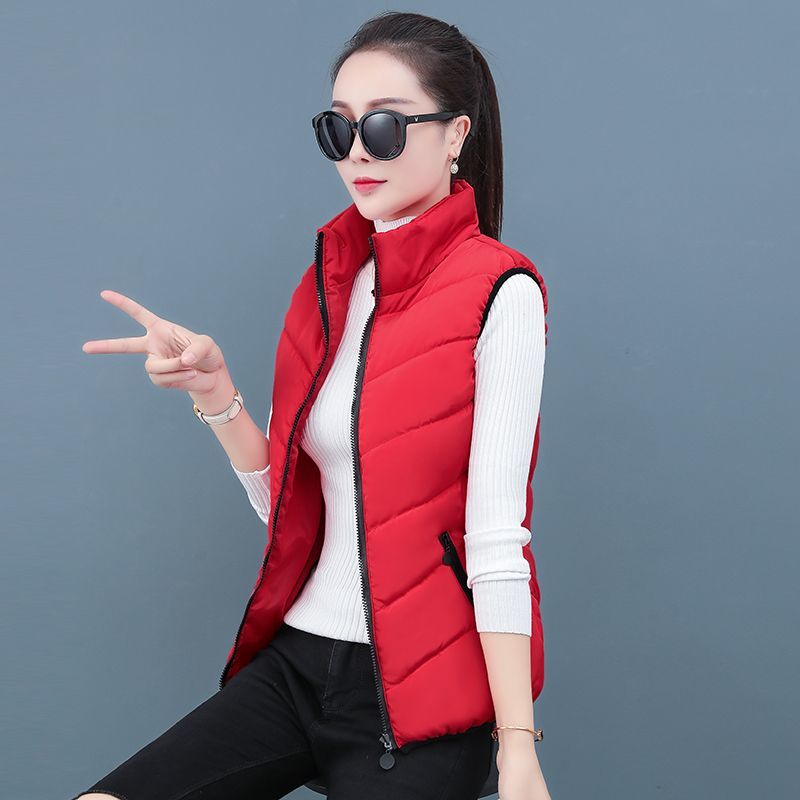 Spring and autumn double-sided wear new Korean version of casual thickened slim short padded jacket women's vest winter coat vest on both sides