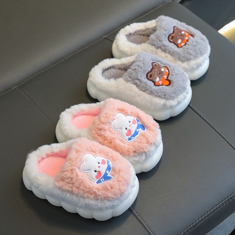Children's cotton slippers boys and girls baby cute rabbit soft bottom thickened autumn and winter warm non-slip thick bottom cotton slippers