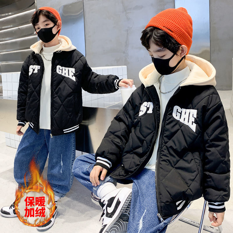 男童棉衣外套2023新款韩版棒球服棉服男孩加绒加厚保暖冬季棉袄潮