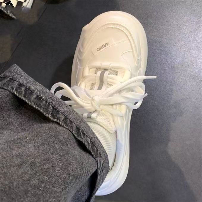 趙露思軟噗噗lo板鞋子女2023新款秋季ins潮透氣百搭學生小白鞋女