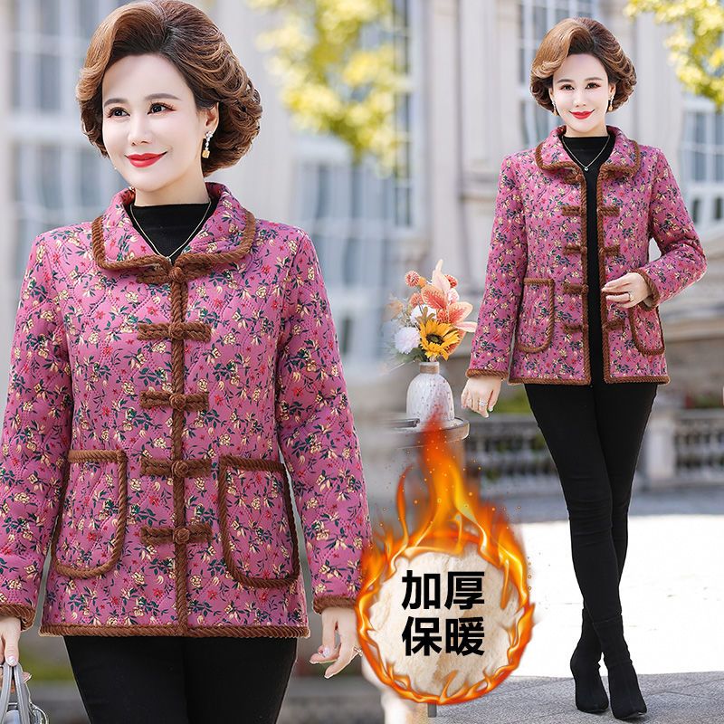  new winter new cotton-padded jackets for women, middle-aged mothers, loose cotton-padded jackets, ethnic style, light winter